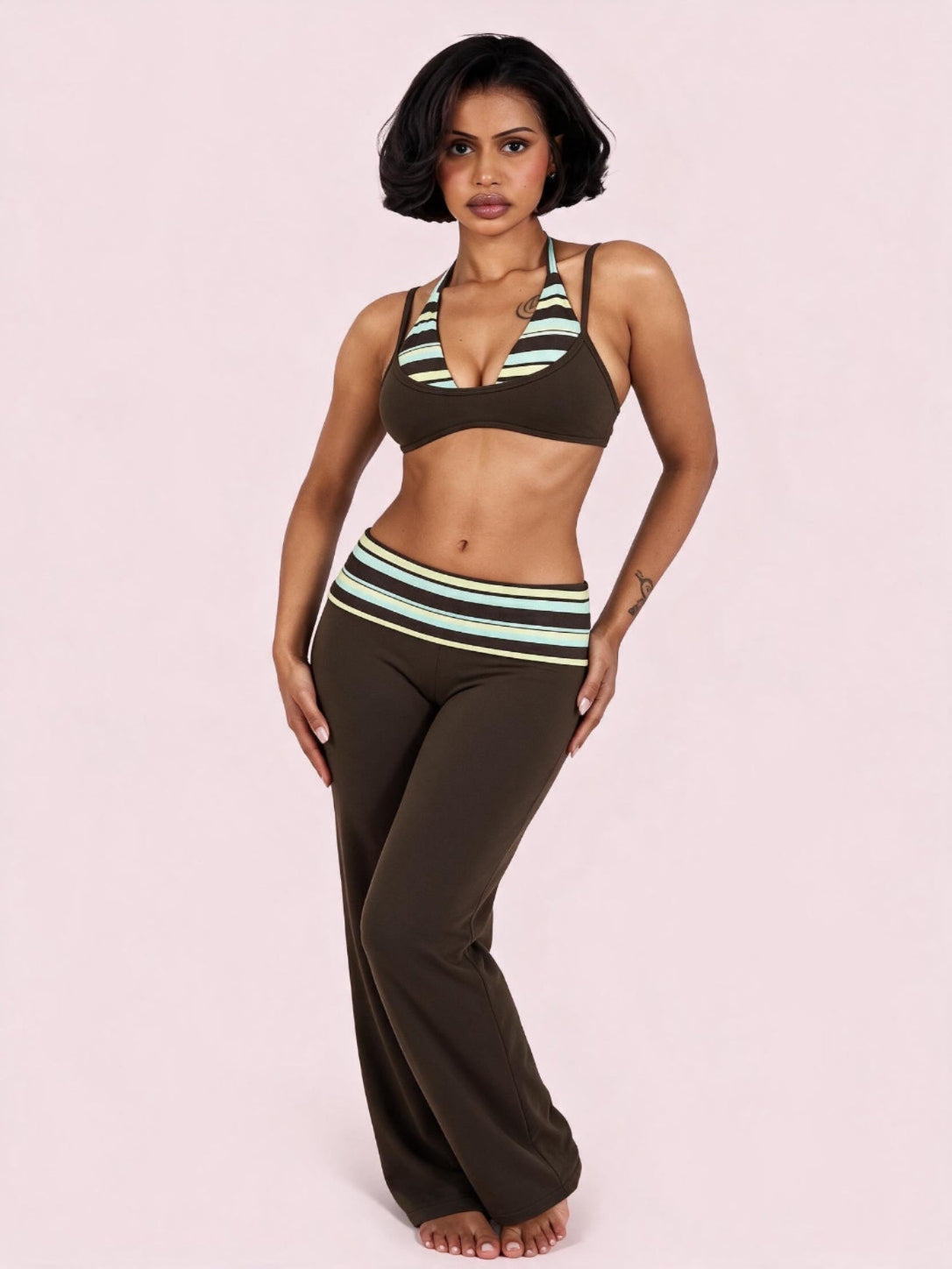 Striped Foldover Pants
